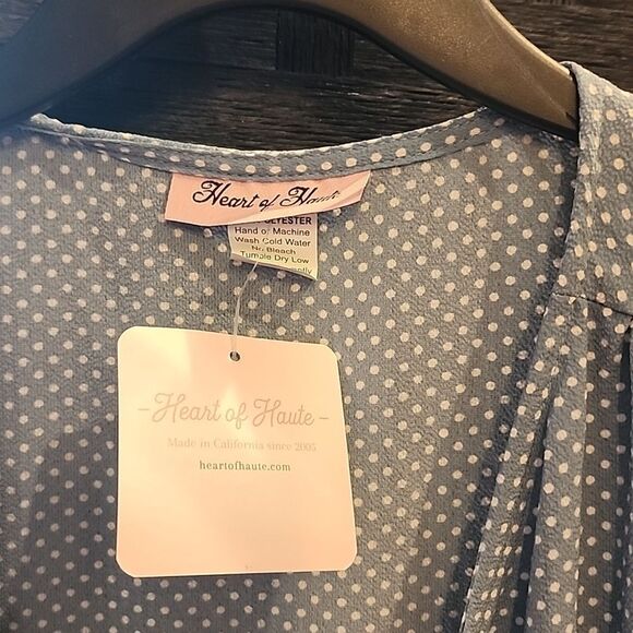 Heart Of Haute Light Blue Polka Dot Wrap Dress Size S - Picture 2 of 4